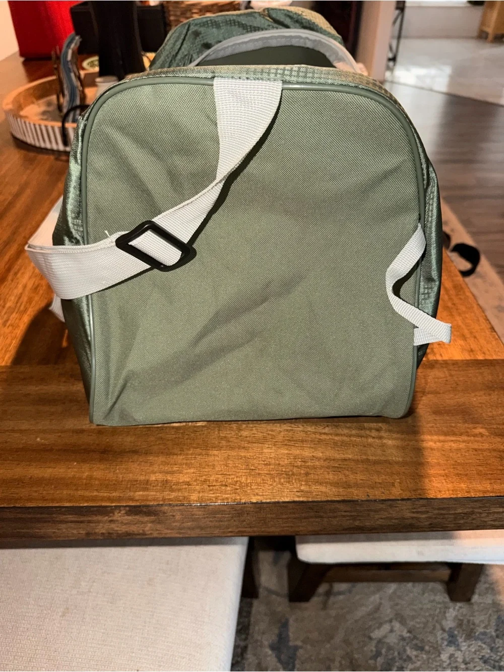 New Balance Olive Green Duffel Bag with White Straps